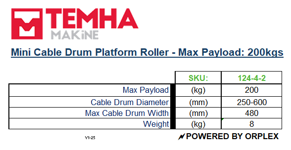 Mini Cable Drum Platform Roller - Max Payload: 200kgs