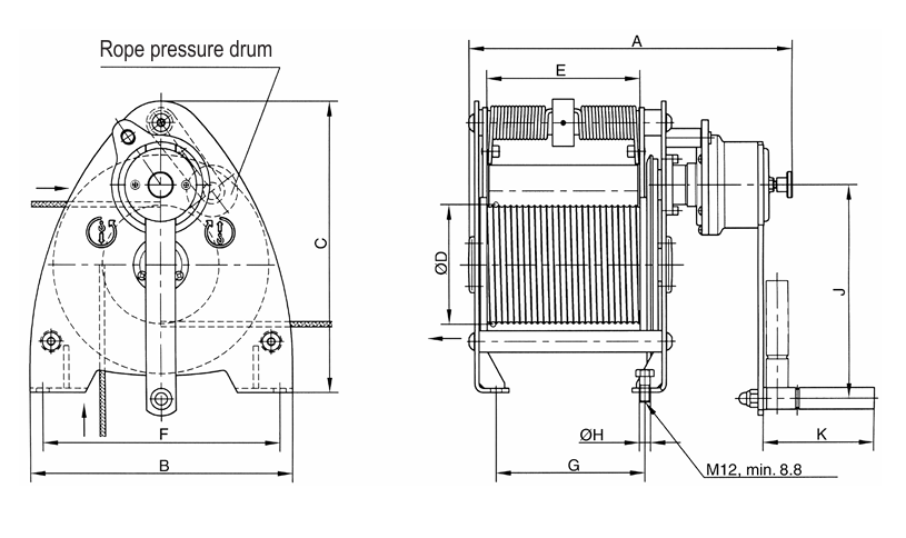 PFAFF SW-K LAMBDA Console-mounted rope winch (BGVC1) - Single Line