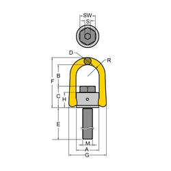 YOKE Digital Anchor Point Long Bolt - Metric Thread