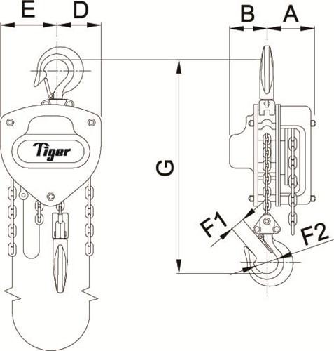 TIGER CHAIN BLOCK PROCB14, 0.5t CAPACITY Ref: 211-1 - Hoistshop
