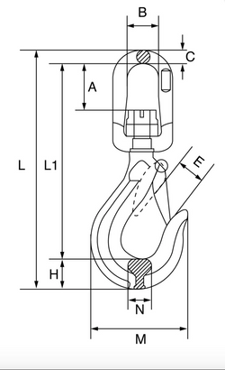 GT Cobra Grade 80 Swivel Sling Hook with Ball Bearing c/w Safety Catch