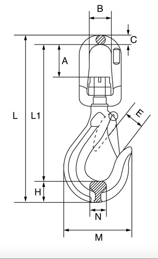 GT Cobra Grade 80 Swivel Sling Hook with Ball Bearing c/w Safety Catch