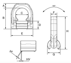 Cartec Grade 10 Single Base Weld-on Lifting Ring with Spring - 830X
