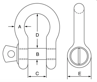 GT Blue Pin Grade 6 Bow Shackles with Screw Collar Pin