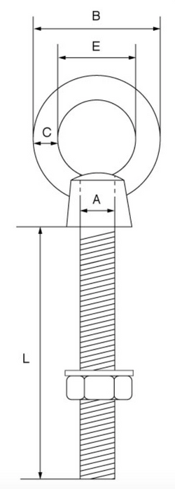 Stainless Steel Long Shank Eyebolt with Nut & Washer