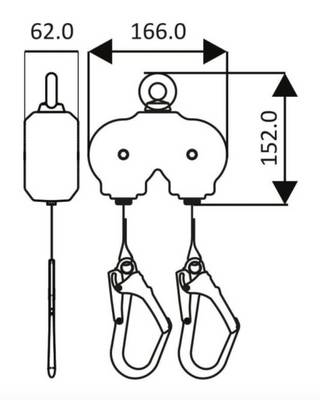 Kratos - 2m Olympe Twin Retractable Webbing Fall Arrest Block