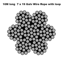 Pre cut 7 x 19 Galvanised Wire Rope with Crimped Loop (Soft Eye)