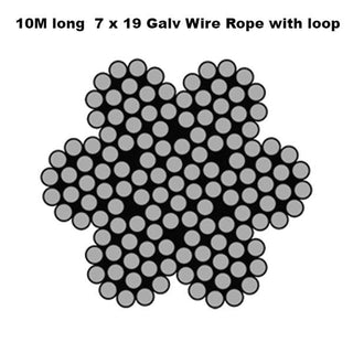 Pre cut 7 x 19 Galvanised Wire Rope with Crimped Loop (Soft Eye)