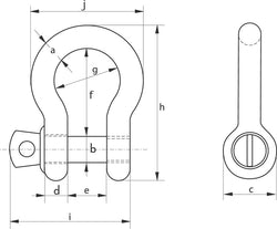 Green Pin Grade 6 Standard Bow Shackles with Screw Collar Pin