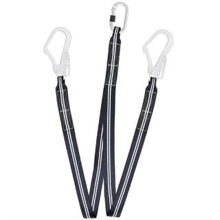  1.5m Flame Resistant Y Forked Restraint Webbing Lanyard with Twin Scaff Hooks