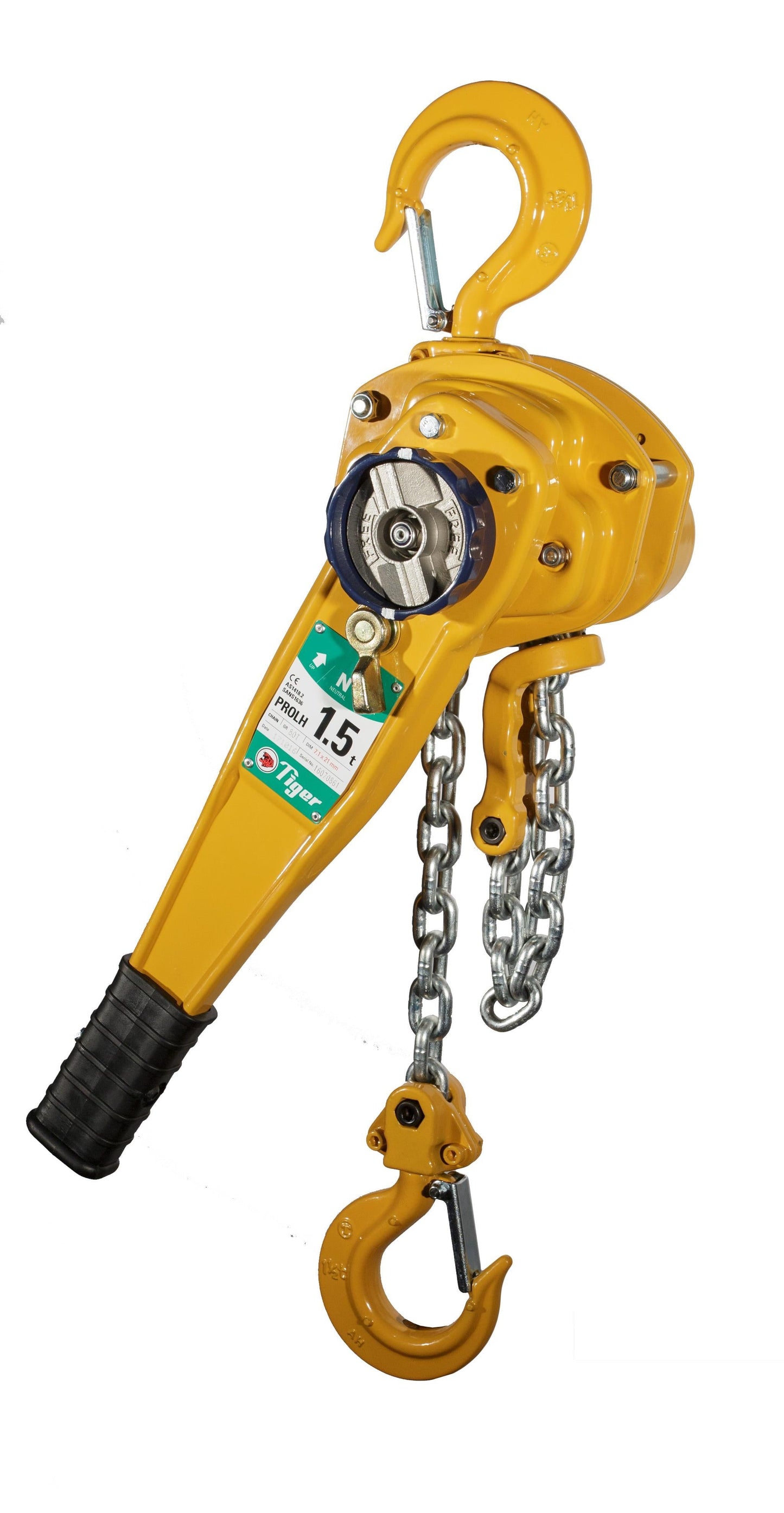 TIGER PROFESSIONAL LEVER HOIST TYPE PROLH, 15.0t CAPACITY with TRAVELLING END-STOP Ref: 210-24 - Hoistshop