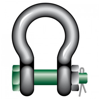 Green Pin Safety Bow Shackles with Bolt and Safety Nut