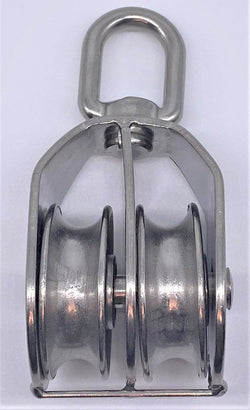 Stainless Steel AISI 316 Double Pulley Block with Swivel Eye