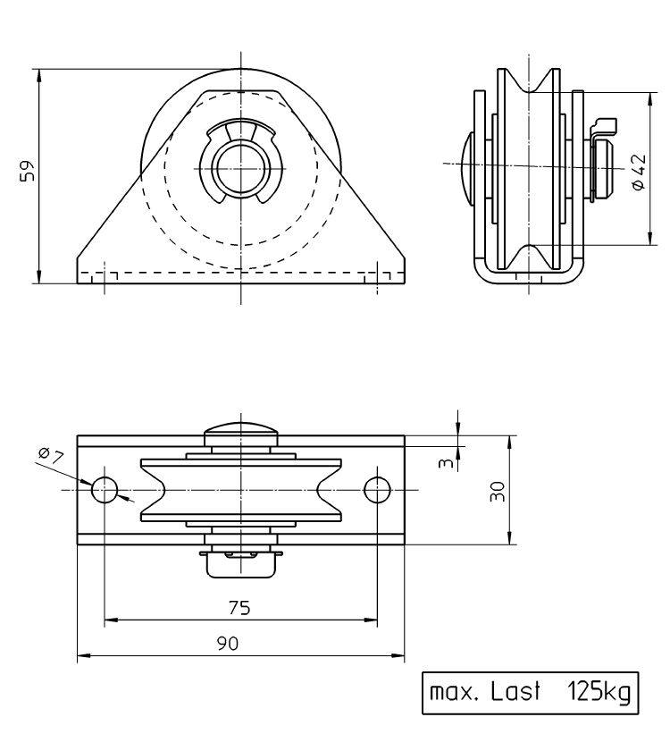 Haccon 125kg - PTM-125SS - Pulley with Stainless Steel Bracket