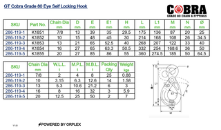 GT Cobra Grade 80 Eye Self Locking Hook