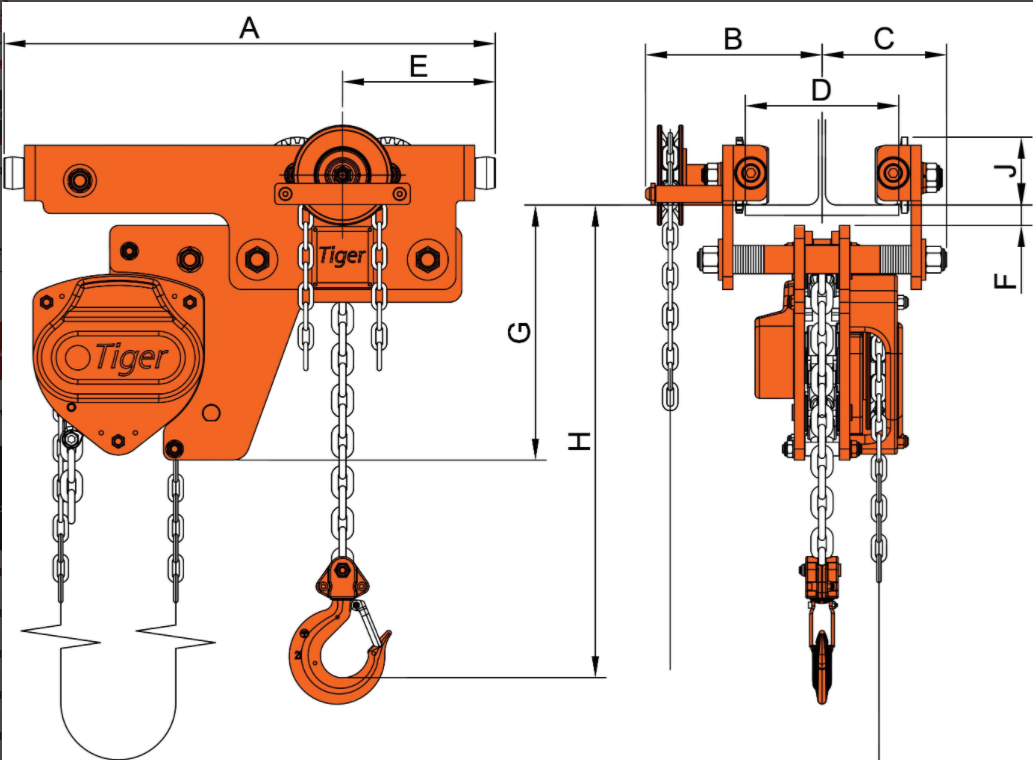 2.0t LHCG Low Headroom Combined Geared Block & Trolley. Beam Width 180-310mm