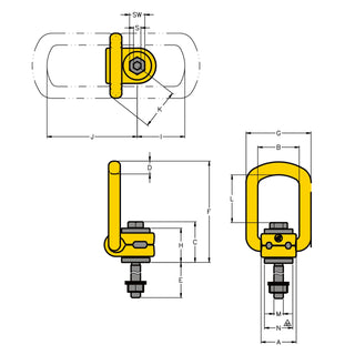 YOKE Digital Lifting Point Long Bolt - Metric Thread