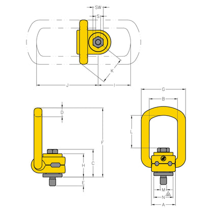 YOKE Digital Lifting Point - Metric Thread Dimensions