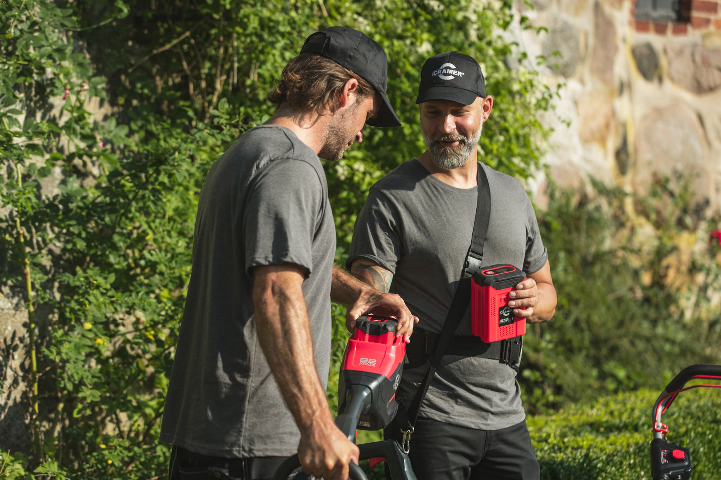 Cramer 82V 2.5Ah Red and Black Professional Li-ion Battery in use