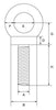 Technical drawing of GT Long Shank Collared Eyebolt Metric Thread