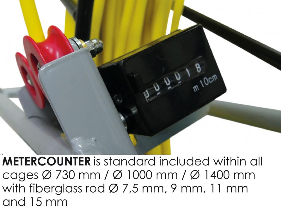 Metre Counter for RUNPOTEC GF11 Yellow Fiberglass Rod Ø11mm x 300m with Steel Reel