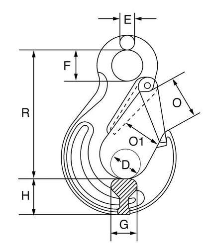 KITO - Grade 8 Eye Sling Hook with Safety Catch to BS-EN 1677-2