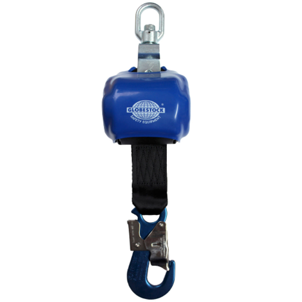 Globestock AUTOREEL 140kg Fall Arrest Webbing Block - SRL with Scaffold Karabiner