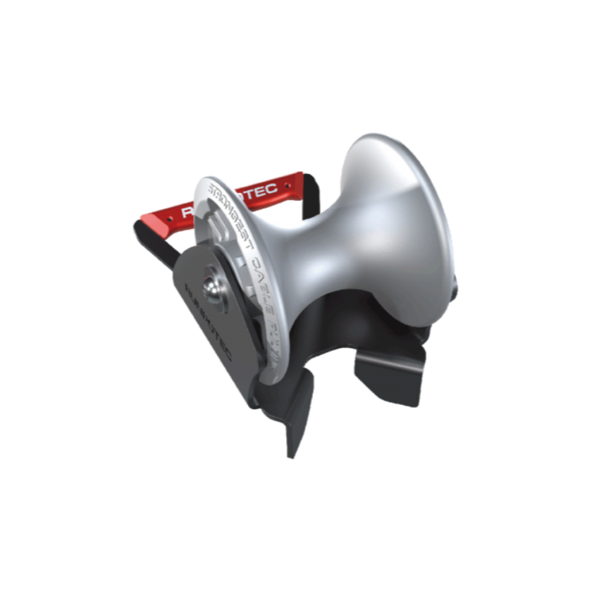 The cable guide roller - shaft inside edge is ideally suited for mounting on the edge of a shaft or on steps to pull cables gently around corners with the least possible resistance.