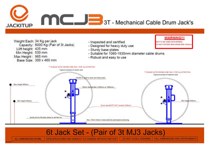 MCJ3 - Mechanical Cable Drum Jack Set - Up to 6.0t Lifting Capacity Data Sheet