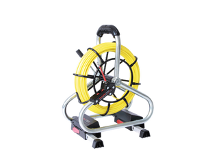  RUNPOTEC - PROFI-SET Fiberglass rod with wheeled cage incl. double-outlet system 80m Ø 6mm 7 piece accessory kit