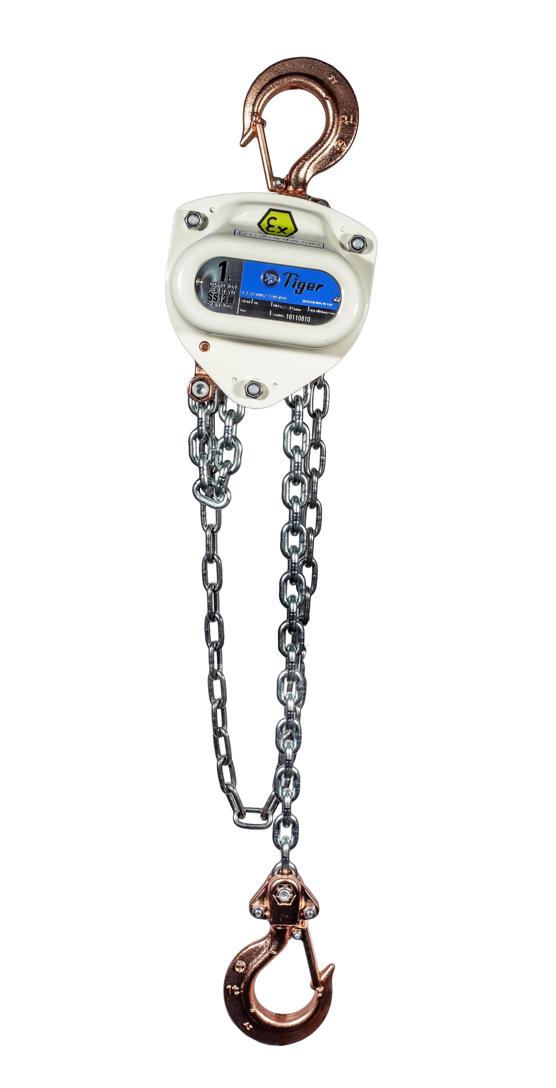 TIGER SPARK RESISTANT SS20 CHAIN BLOCK XCB, 1.0t CAPACITY WLL Ref: 219-13 - Hoistshop