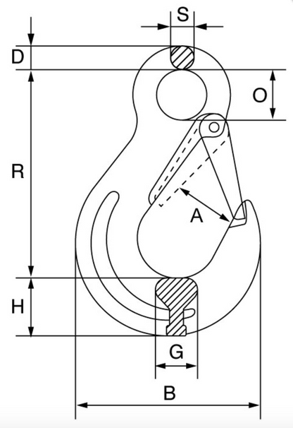 Cartec Grade 6 AISI 316L Eye Sling Hook with Safety Catch