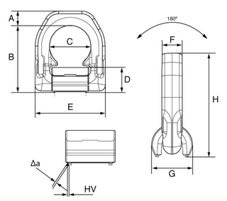 Cartec Grade 10 Single Base Weld-on Lifting Ring with Spring - 830X