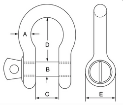 GT Blue Pin Grade 6 Bow Shackles with Screw Collar Pin