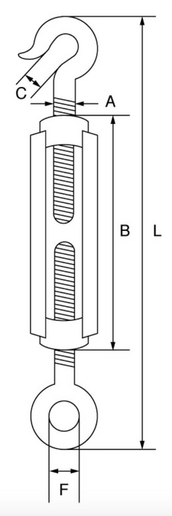 Open Body Mild Steel Straining turnbuckle Screw Hook/Eye