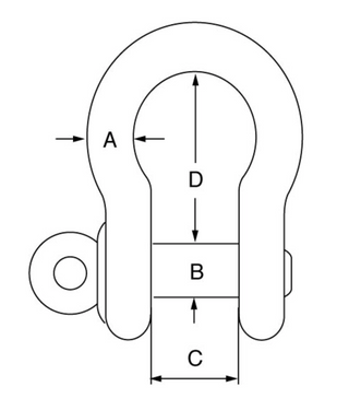 Stainless Steel Load Rated Screw Collar Pin Bow Shackle