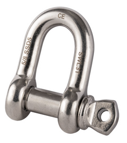  Stainless Steel  AISI 316 Load Rated Screw Collar Pin Dee Shackle