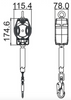 Dimensions of 3.5m Helixon-S Retractable Webbing Fall Arrest Block