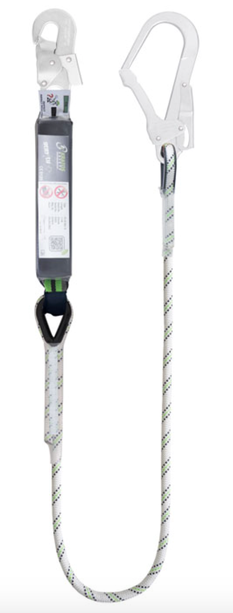 1.5m or 1.8m Gravity Shock Absorbing Kernmantle Single Rope Lanyard with Snap Hook & Scaff Hook