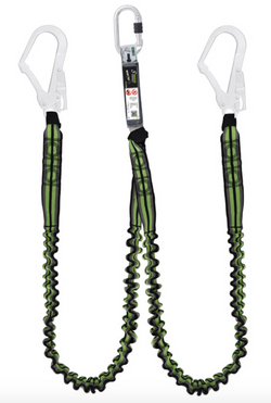  Kratos - 1.5m Gravity Y Forked Shock Absorbing Expandable Webbing Lanyard with Twin Scaff Hooks