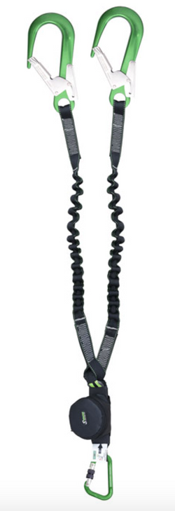  Kratos - 1.5m Gravity-S Y Forked Shock Absorbing Expandable Webbing Lanyard with Twin Scaff Hooks