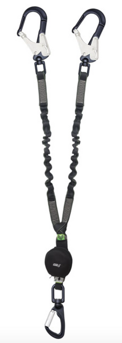 Kratos- 1.5m Gravity-S Y Forked Shock Absorbing Expandable Webbing Lanyard with Twin Scaff Hooks