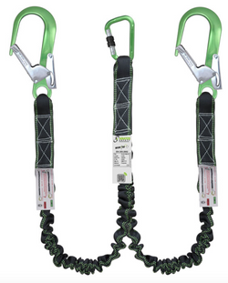  Kratos - 2m Gravity Y Forked Shock Absorbing Expandable Webbing Lanyard with Twin Scaff Hooks