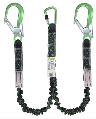  Kratos - 2m Gravity Y Forked Shock Absorbing Expandable Webbing Lanyard with Twin Scaff Hooks