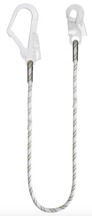  1m or 1.5m or 2m Restraint Kernmantle Rope Lanyard - 11mm Diameter - Scaff Hook 1 End, Snap Hook Other