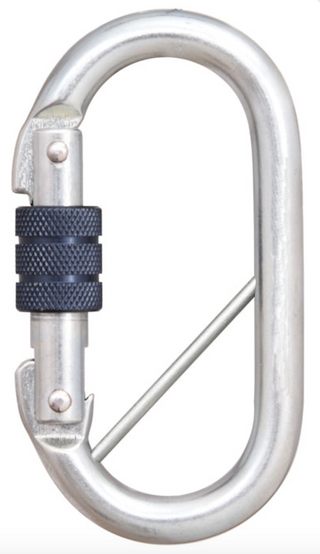  Steel Screw Locking Karabiner with Captive Pin - MBS 25kN - Gate Opening 18mm