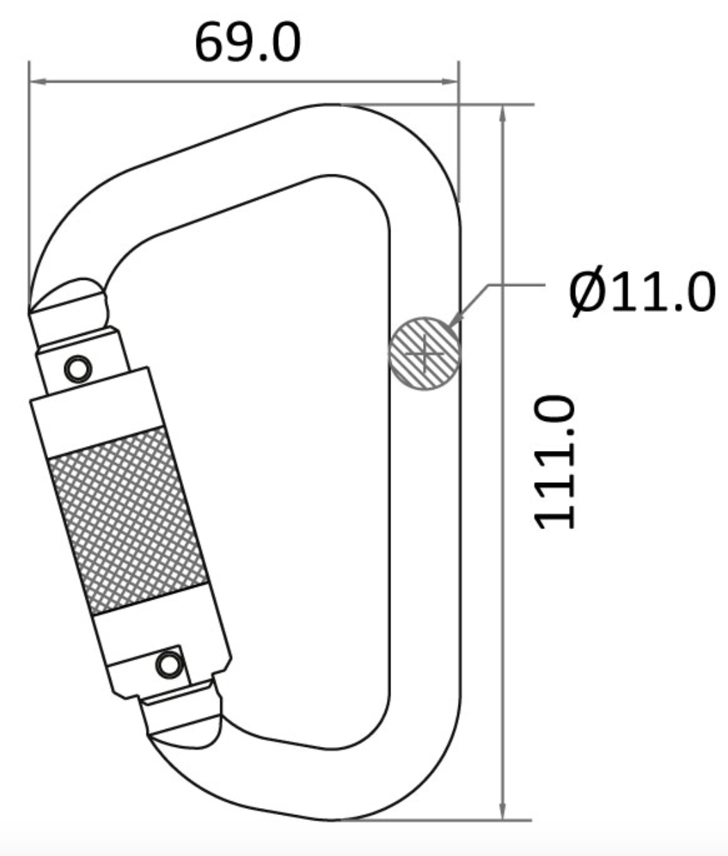 Kratos - Aluminium Keylock Quarter Turn Locking Karabiner