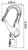 Dimensions for Aluminium Double Action Swivel Pin Opening Eye Scaffold Hook