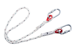  Single Rope Restraint Lanyard White - Length 1.5m - Carabiner Each End