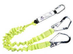  Portwest - Double Elasticated Lanyard With Shock Absorber Yellow - Length 1.8m